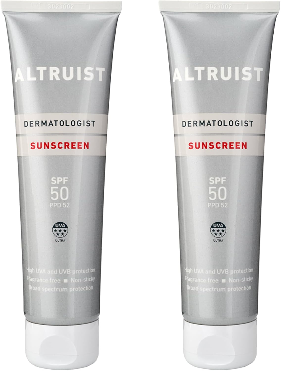 Altruist Dermatologist Sunscreen SPF 50 duo pack, two 100ml tubes