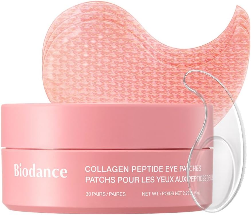 BIODANCE Collagen Peptide Under Eye Patches tub with 60 hydrogel patches and applicator spatula