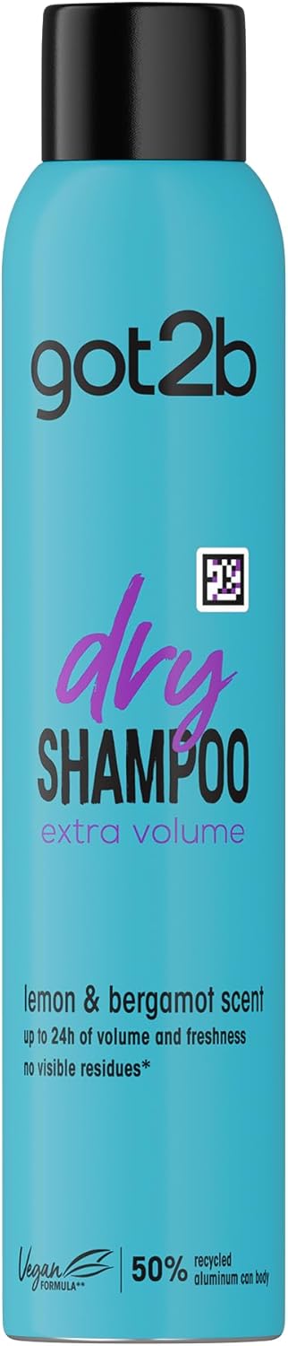 got2b Dry Shampoo Instant Fresh Up Extra Volume 200ml can front view showing lemon and bergamot scent with vegan formula