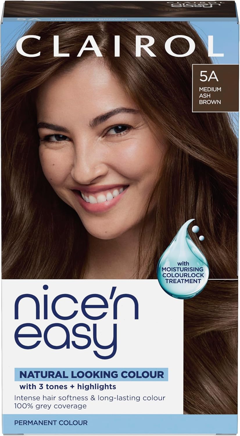 Clairol Nice'n Easy Crème 5A Medium Ash Brown permanent hair dye box