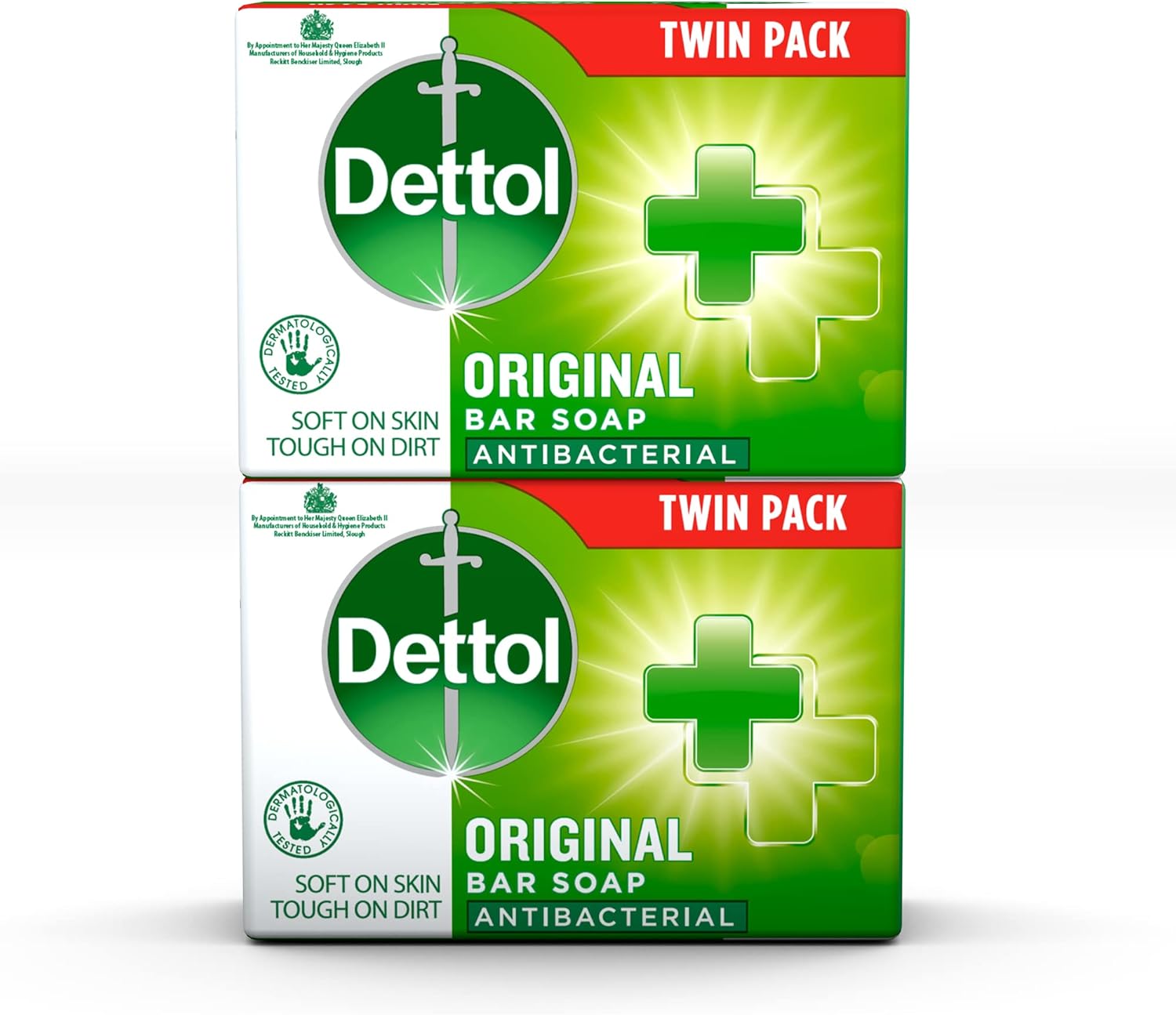 Dettol Original Antibacterial Bar Soap twin pack in green and white wrapper