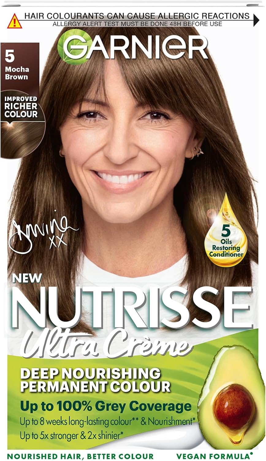 Garnier Nutrisse Ultra Creme hair dye box in shade 5 Mocha Brown