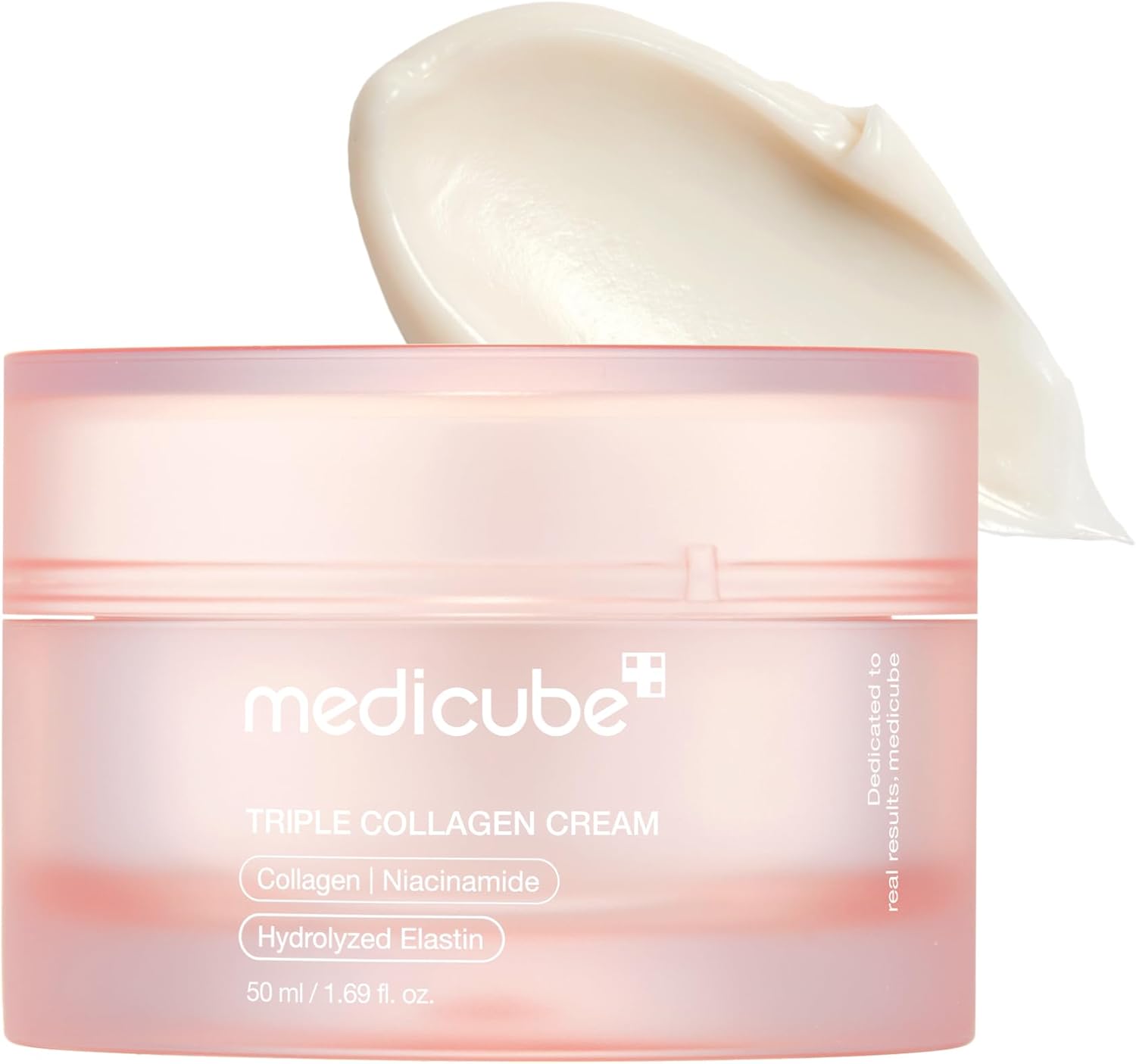 Medicube Triple Collagen Cream tub on a clean dressing table with morning skincare tools