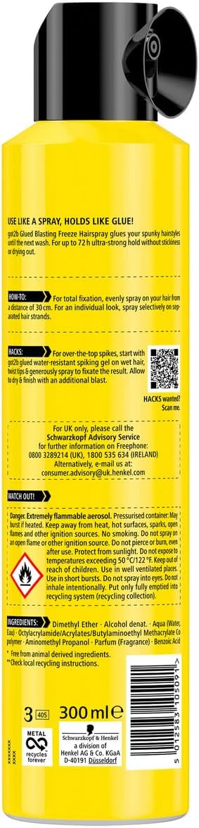 got2b Glued back label showing ingredients directions and safety warnings