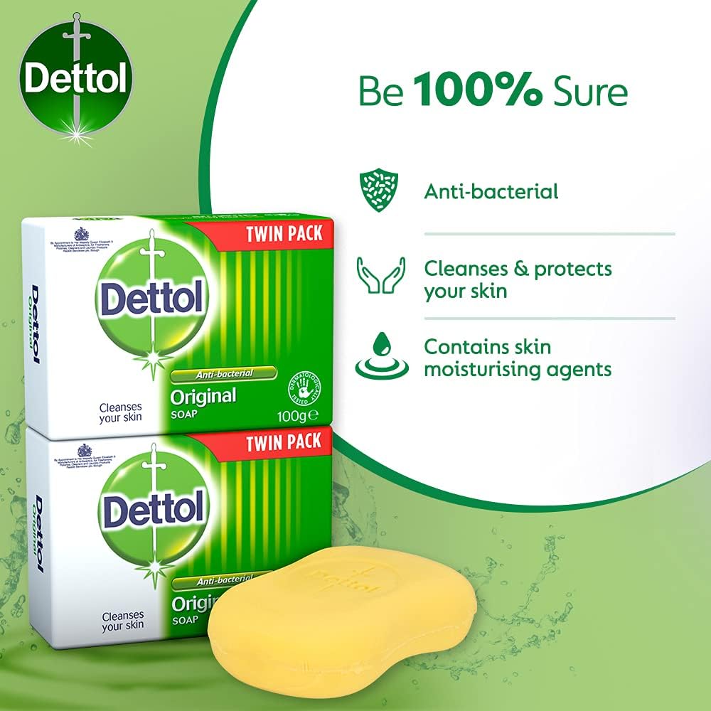 Close-up of the Dettol soap wrapper showing the Original branding and antibacterial claim