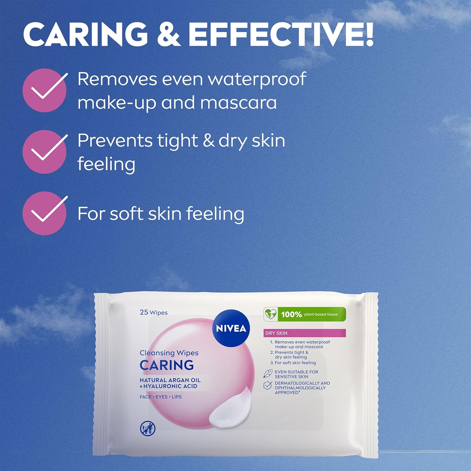 Detail shot of the NIVEA face wipes product