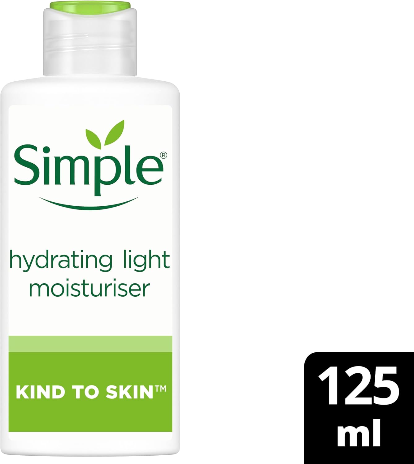 Simple Hydrating Light Moisturiser bottle with 125ml size callout