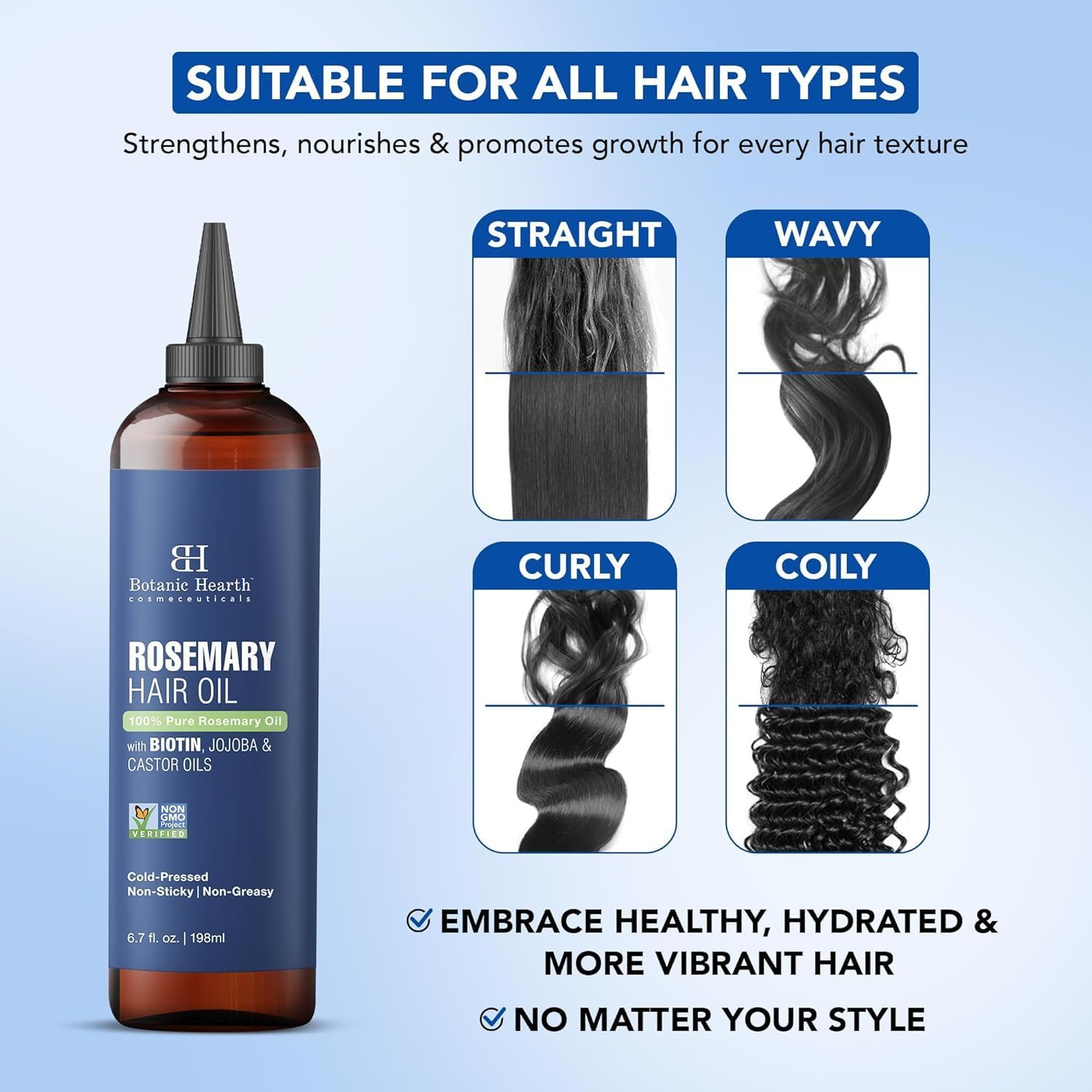 Listing panel claiming suitability for straight, wavy, curly and coily hair types