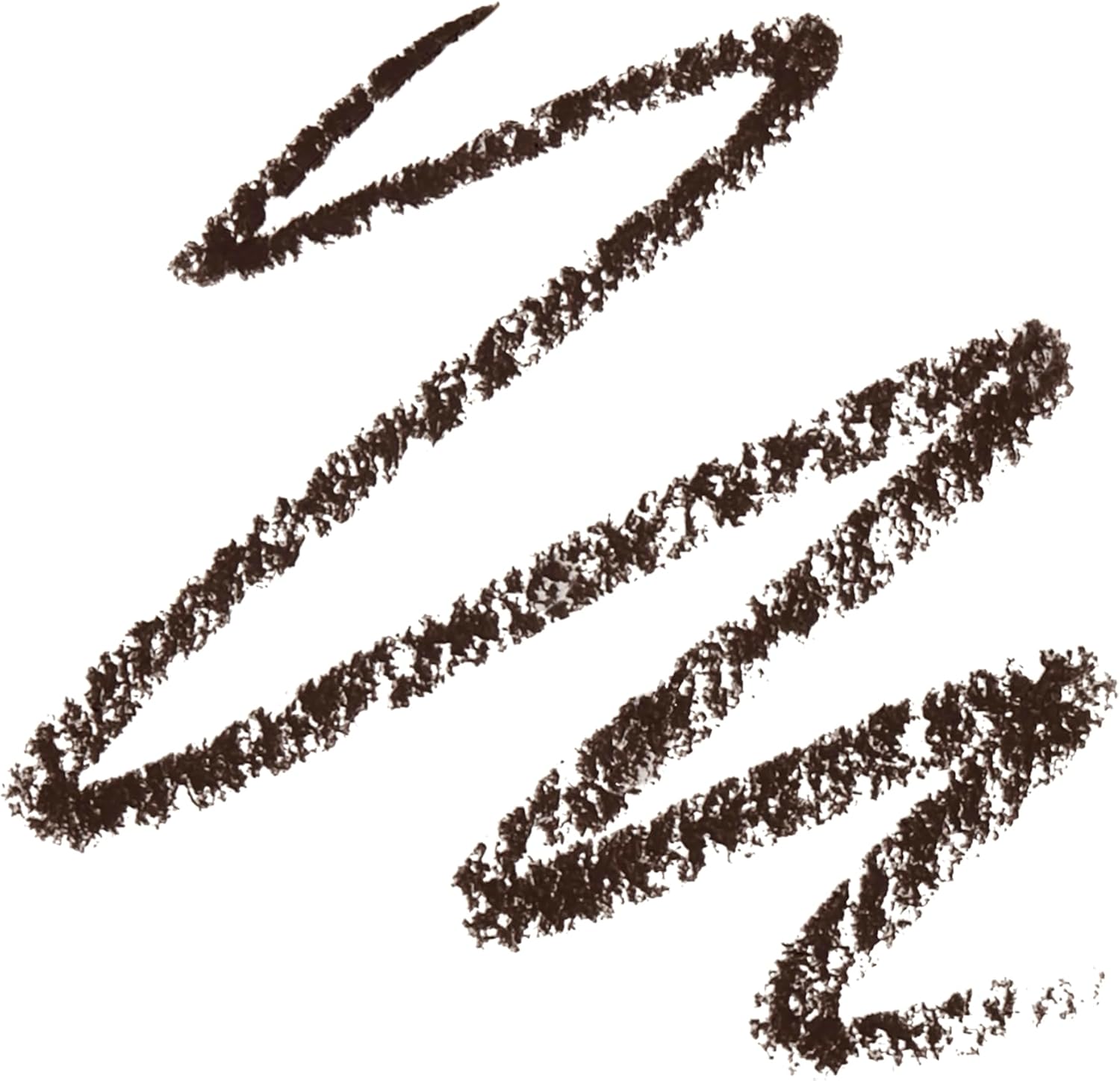Close-up of dark brown pigment strokes from the e.l.f. Instant Lift Brow Pencil swatched on white background