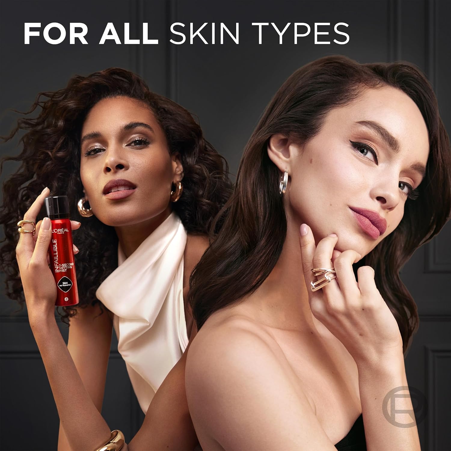 L'Oreal Infallible Setting Spray shown at an angle with the spray nozzle visible