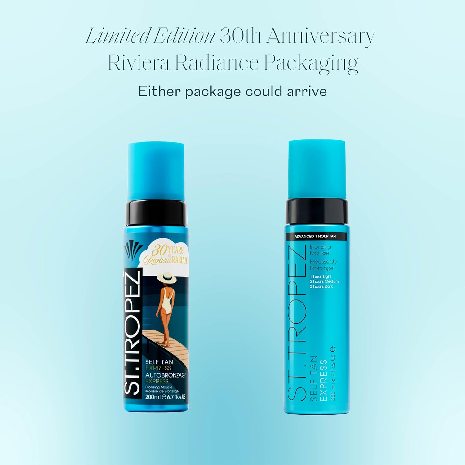 St.Tropez Self Tan Express Mousse bottle at an angle