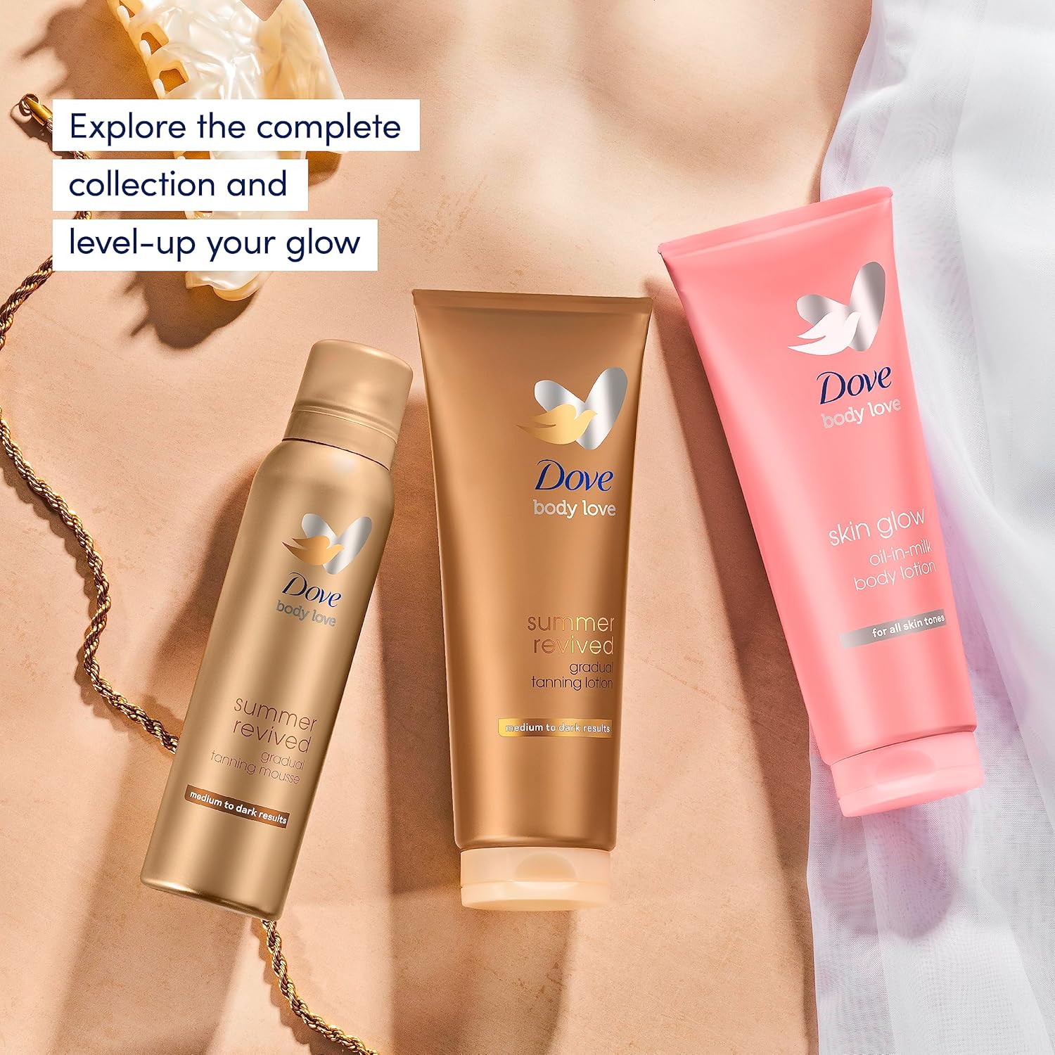 Dove Summer Revived product alongside Dove body care range