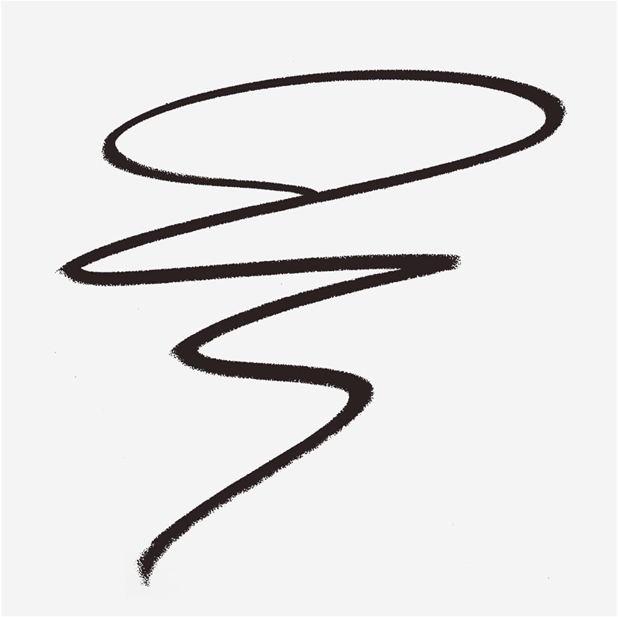 Black swirl swatch of Rimmel Scandaleyes Exaggerate Eye Definer 001 Intense Black on white background