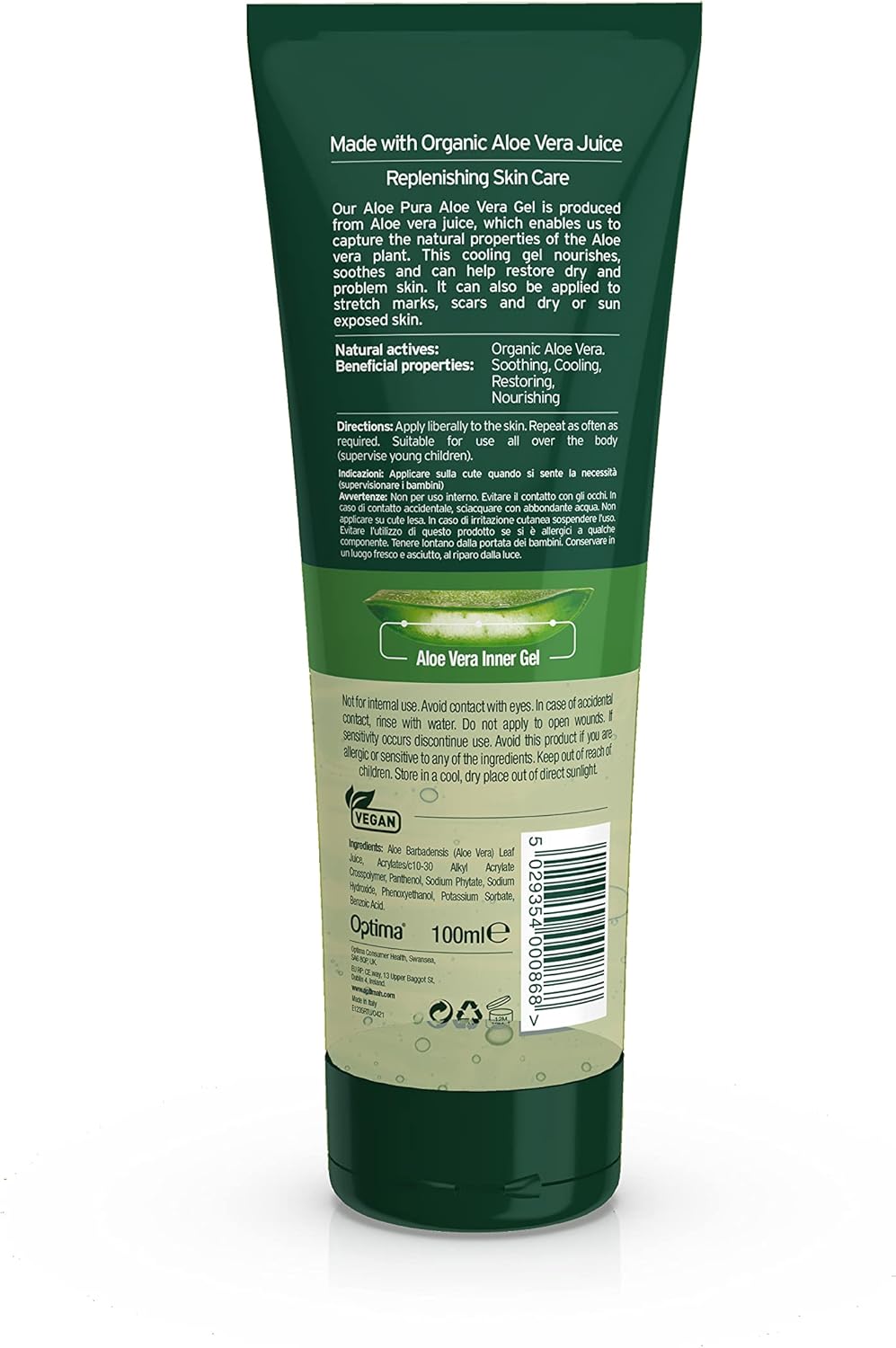 Close-up of the Aloe Pura aloe vera gel showing its clear texture