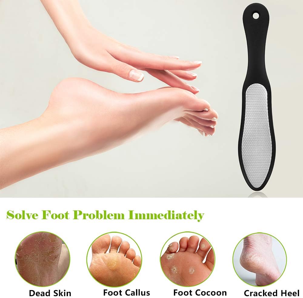 BEZOX listing graphic headed Solve Foot Problem Immediately with four callouts for Dead Skin, Foot Callus, Foot Cocoon and Cracked Heel, beside the fine side of the file