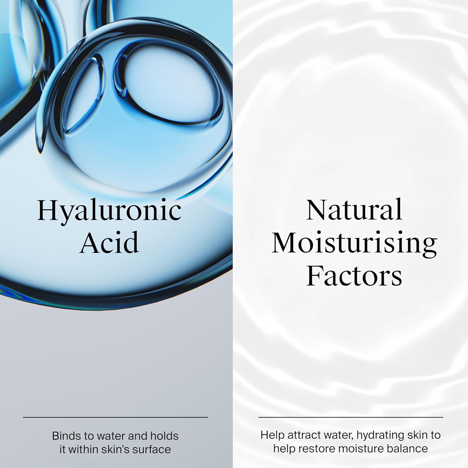 Infographic showing Neutrogena Hydro Boost key ingredients including Hyaluronic Acid and Natural Moisturising Factor complex