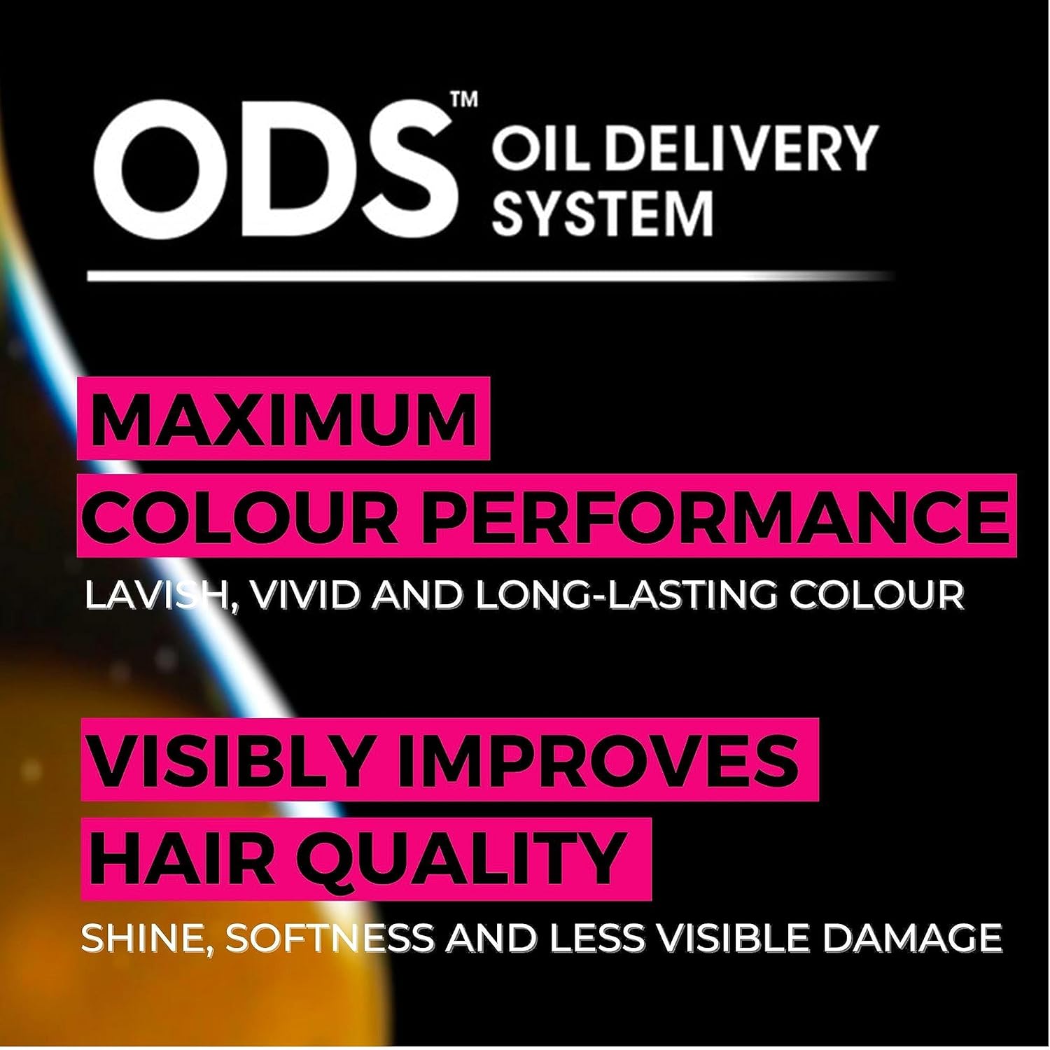 Garnier Olia Oil Delivery System technology explanation showing how oils carry colour into hair