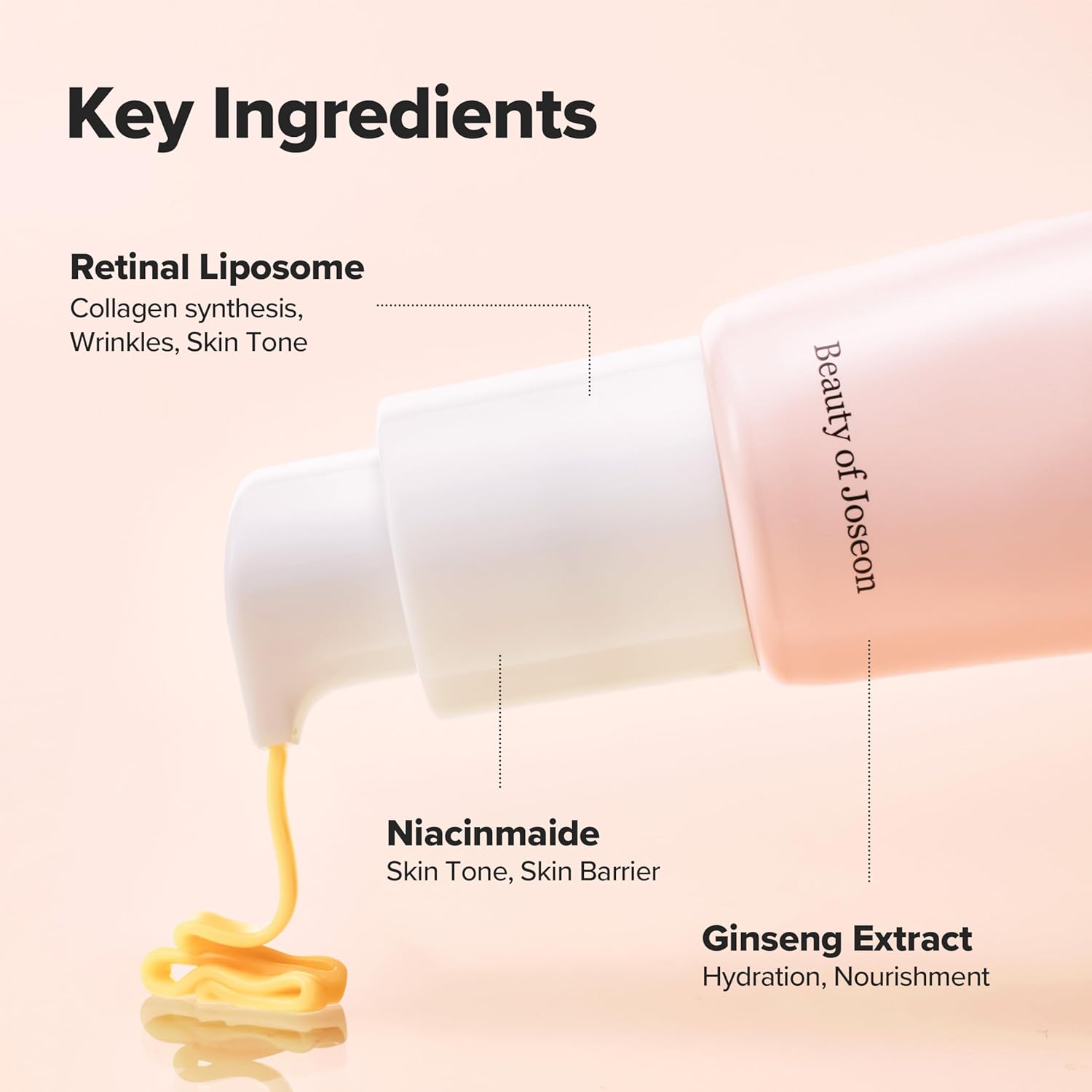 Close-up of the white airless pump head on the Beauty of Joseon Revive Eye Serum tube