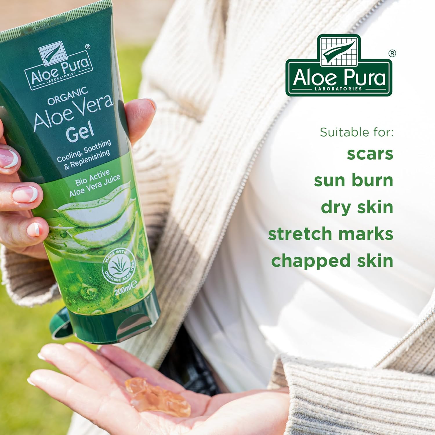 Aloe Pura aloe vera gel packaging shown close up