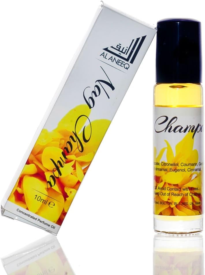 AL ANEEQ Nag Champa 10ml roll-on bottle next to its printed outer box