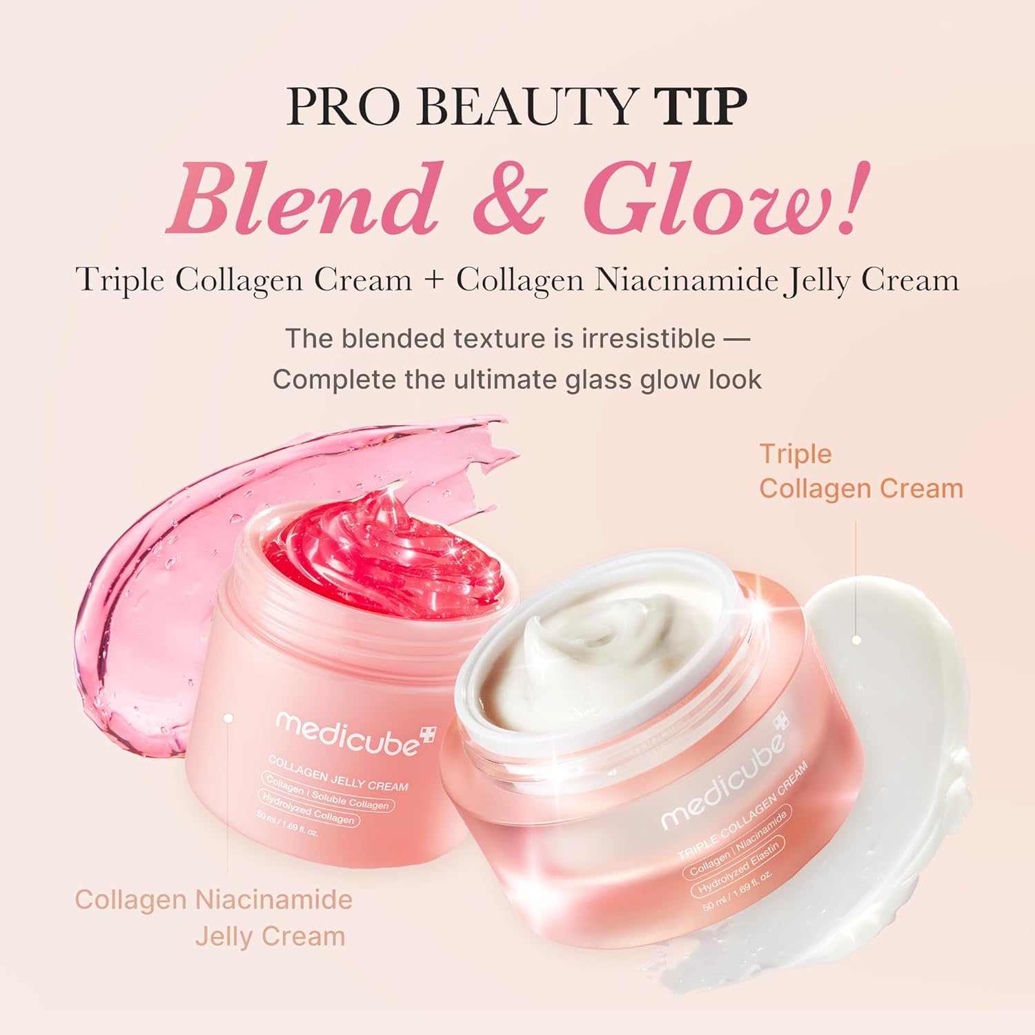 Medicube Triple Collagen Cream styled in a skincare context with morning routine props
