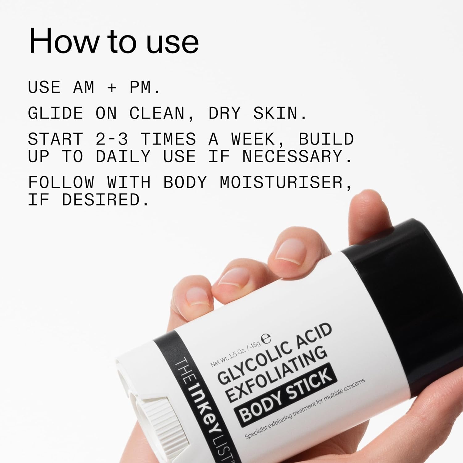 The INKEY List Body Stick in context with skincare routine