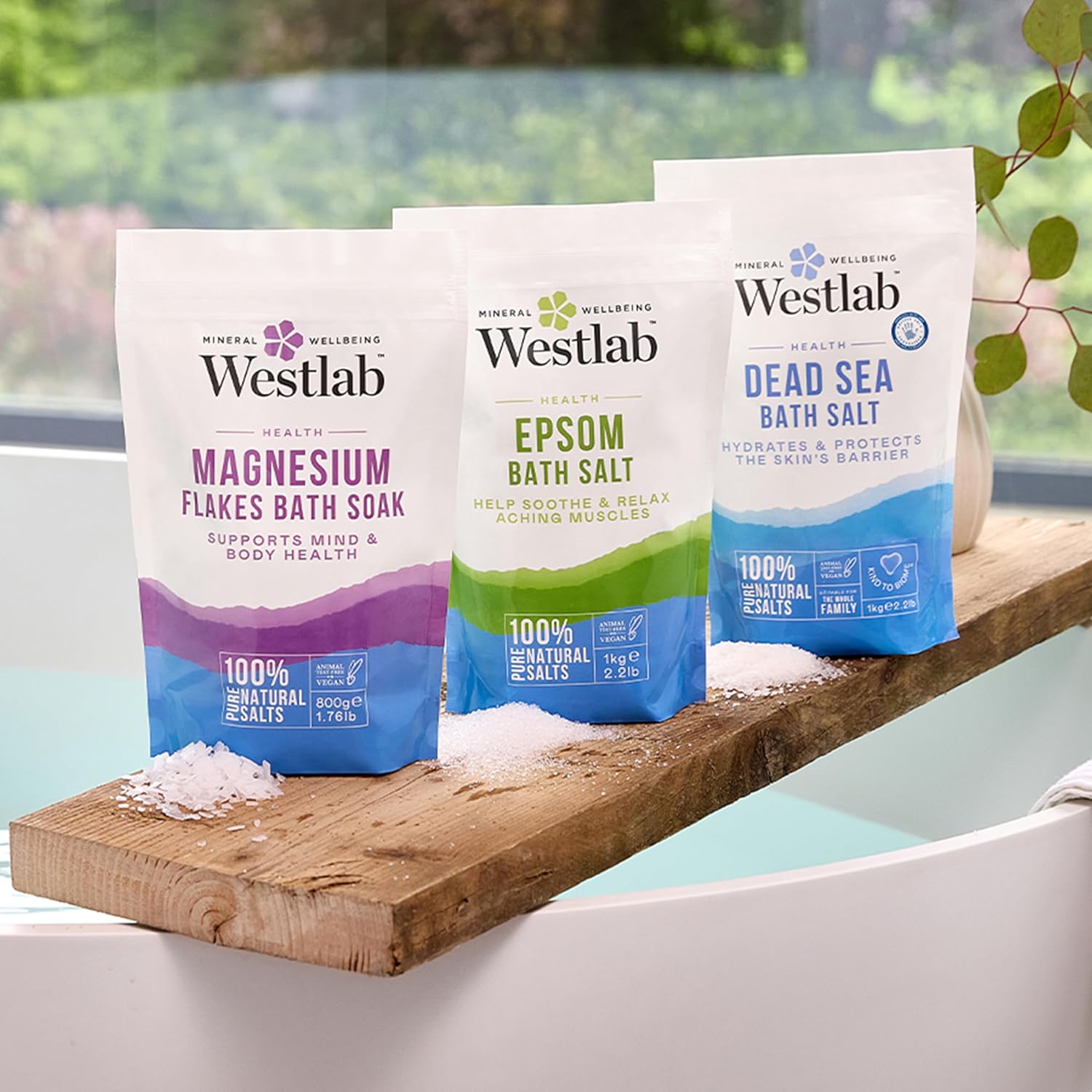 A scoop of Westlab Epsom salt showing the crystal structure