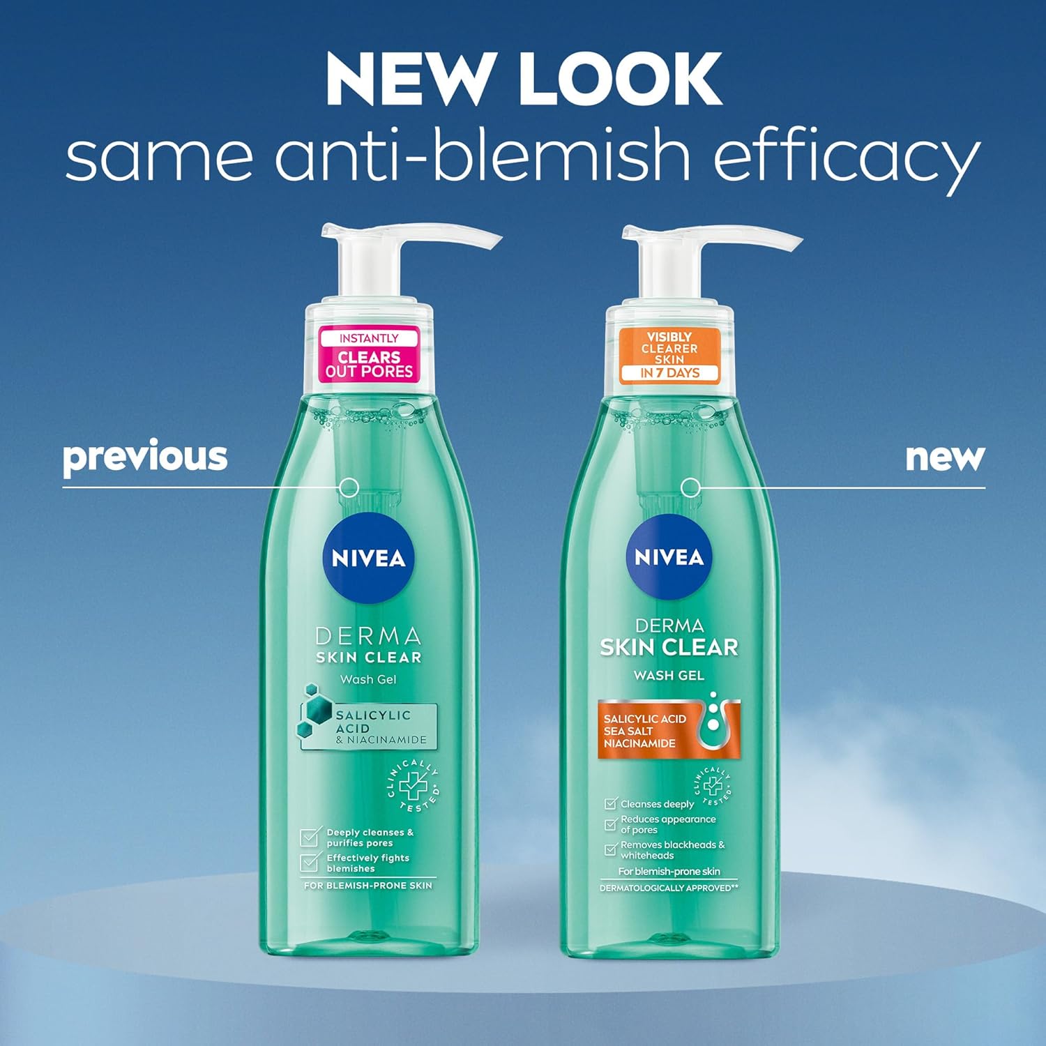 NIVEA Derma Skin Clear Wash Gel feature shot highlighting product benefits