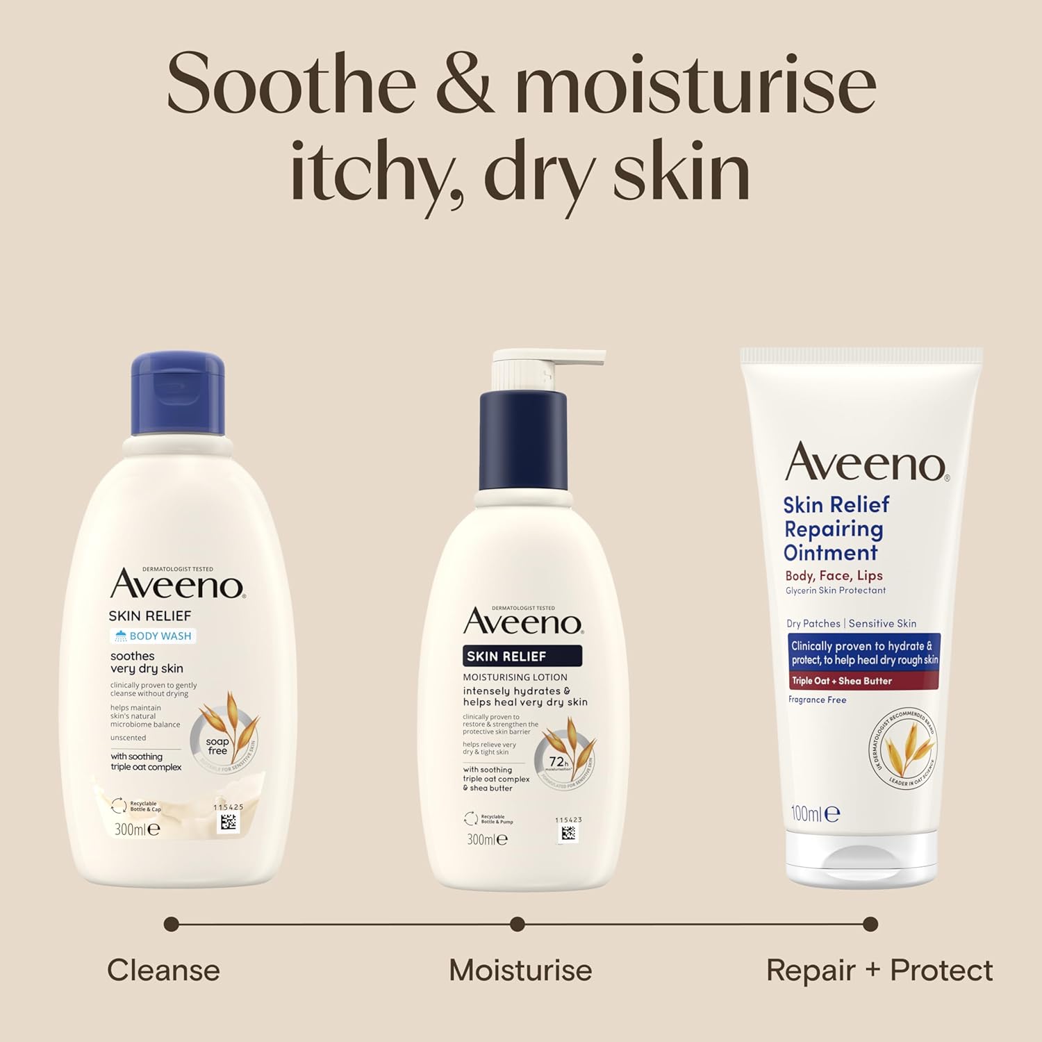 Aveeno Skin Relief Body Oil Spray applied to skin showing absorption