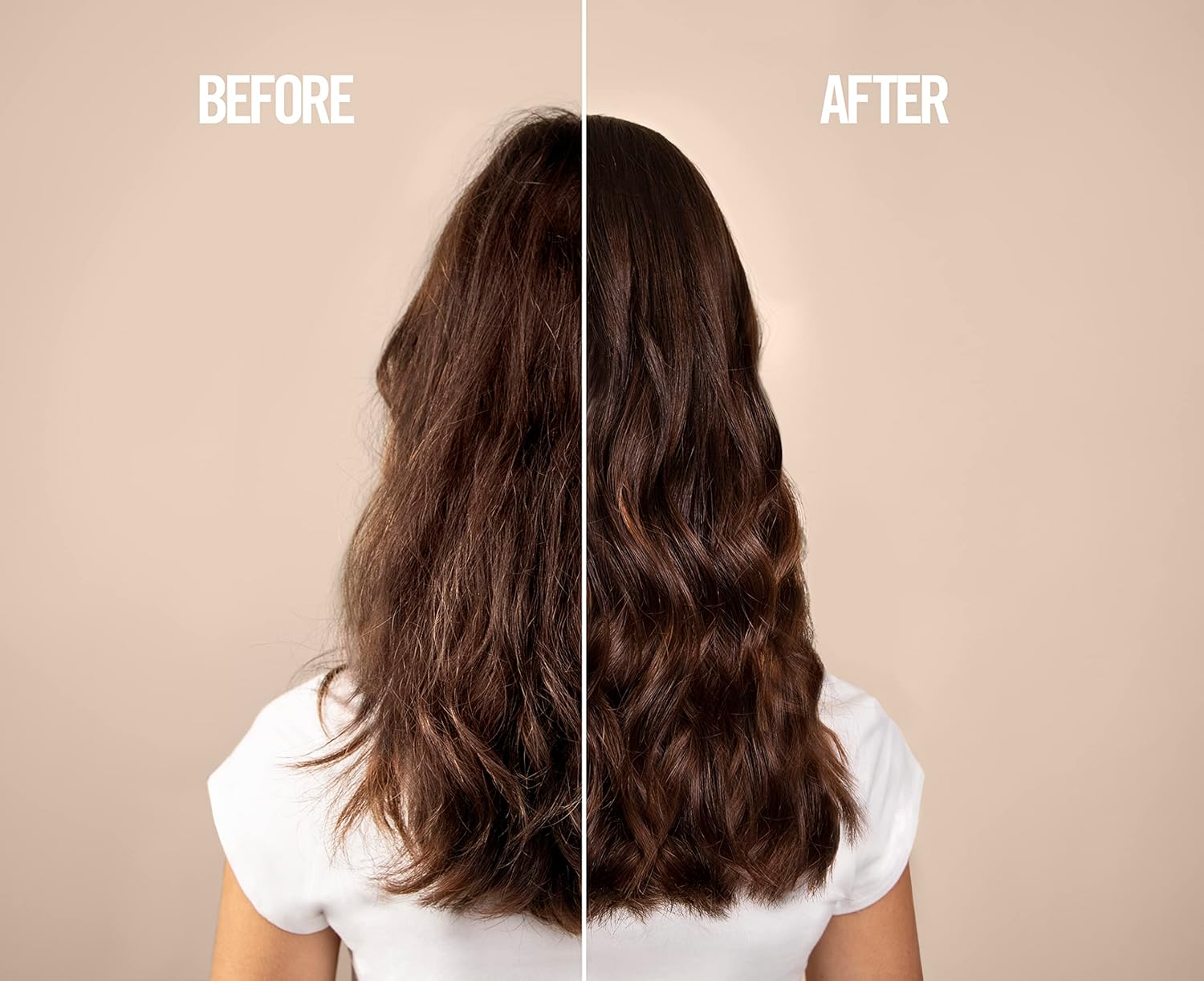 Revlon UniqOne hair treatment being sprayed onto damp hair before combing