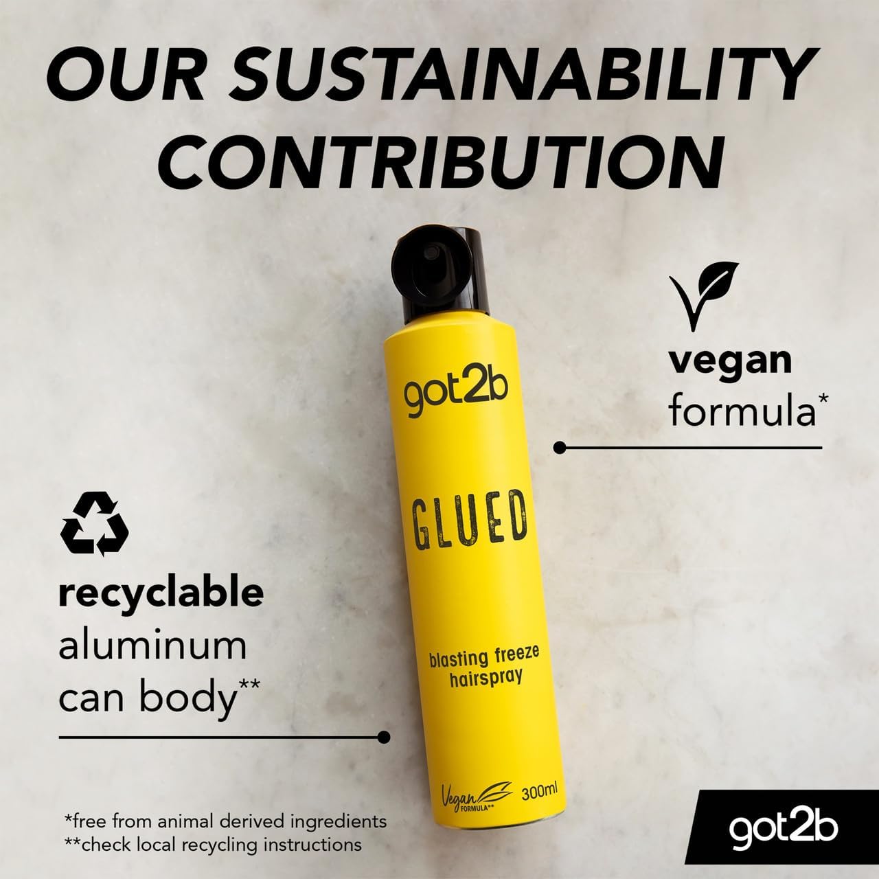 got2b Glued vegan formula and recyclable can sustainability graphic