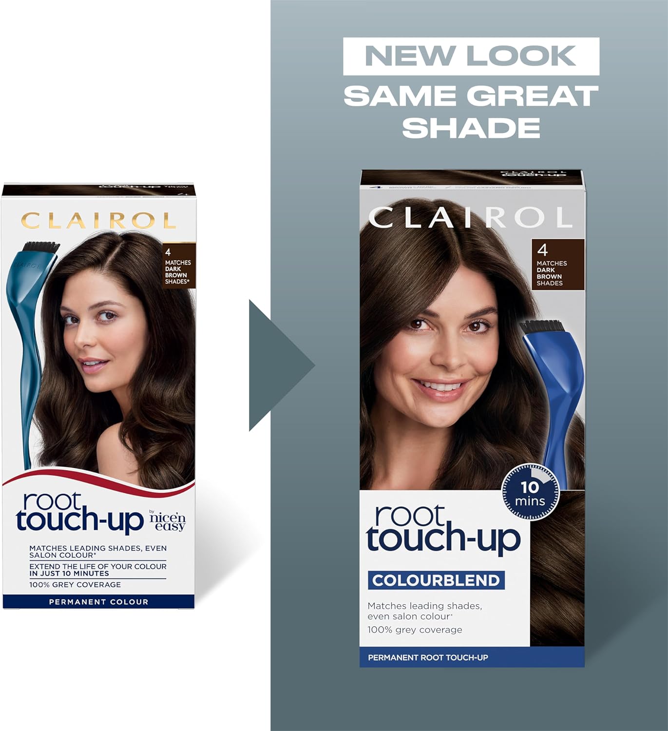 Clairol Root Touch-Up Dark Brown 4 in a lifestyle setting on a bathroom vanity
