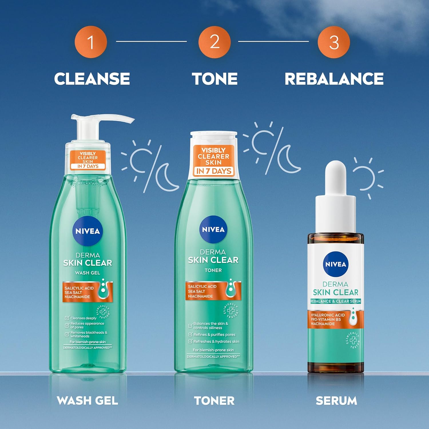 Lifestyle shot of NIVEA Derma Skin Clear Wash Gel in use