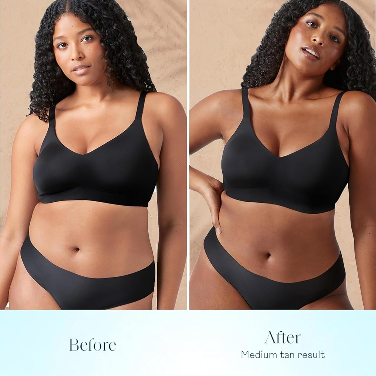 St.Tropez Express Mousse lifestyle shot showing tanned skin result