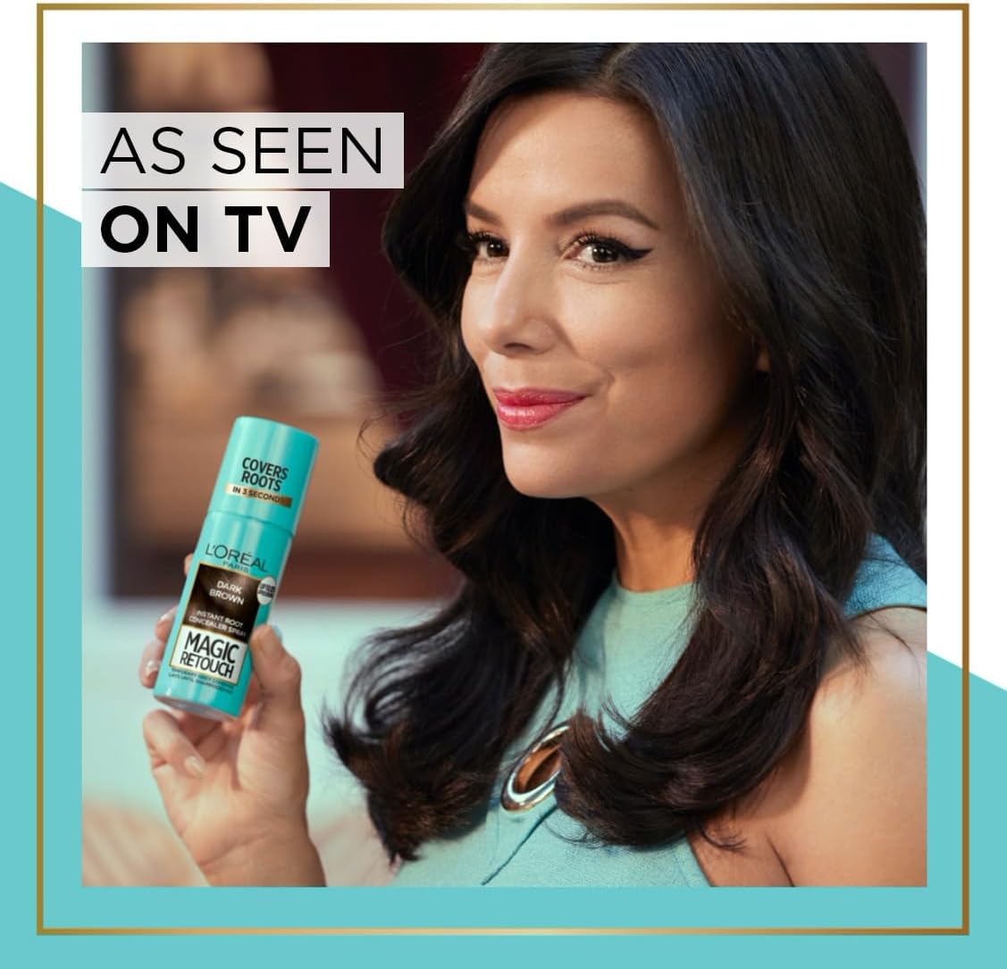 Woman holding the Dark Brown Magic Retouch can in the listing's As Seen on TV panel