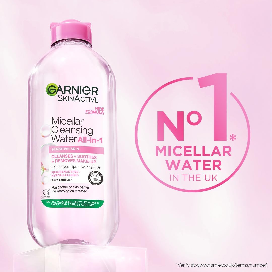 UK's Number 1 Micellar Water badge highlighting Garnier's market-leading position