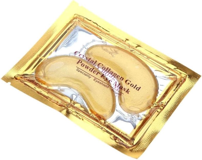Single gold foil packet with two crescent-shaped golden hydrogel under-eye masks