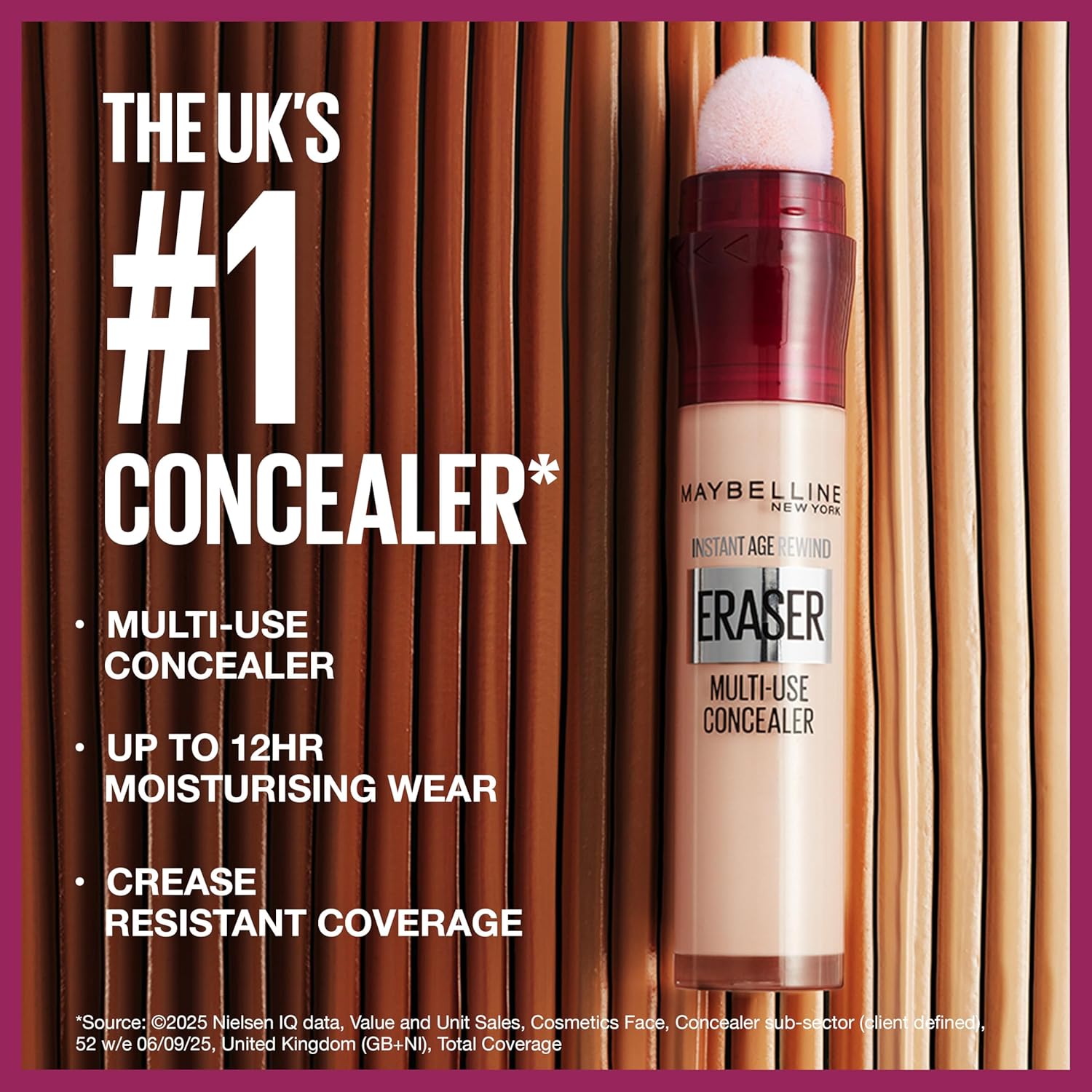 Maybelline Instant Anti Age Eraser Concealer banner showing UK number one concealer status