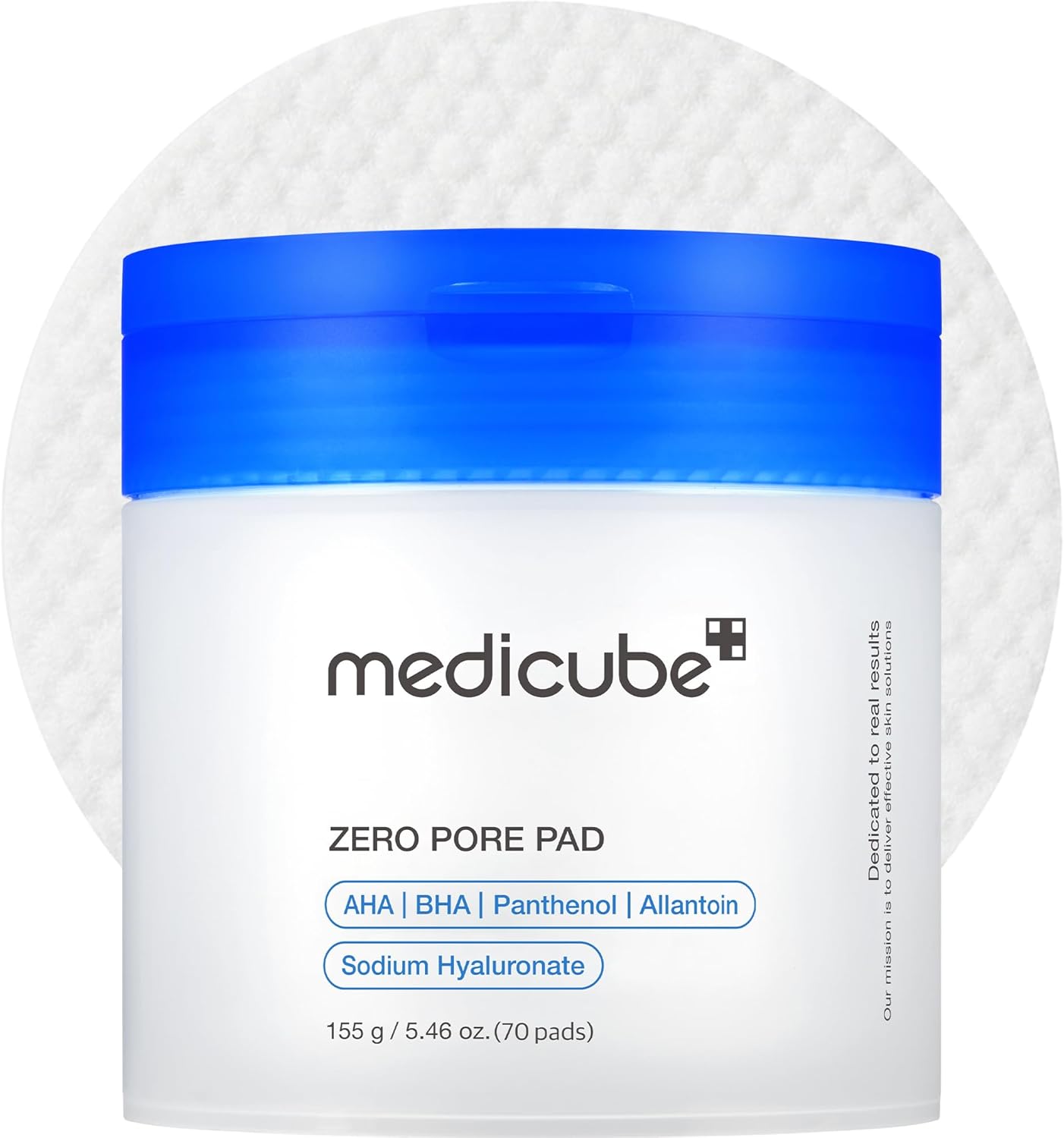 Medicube Zero Pore Pads 2.0 jar with a dual-textured toner pad resting on the lid