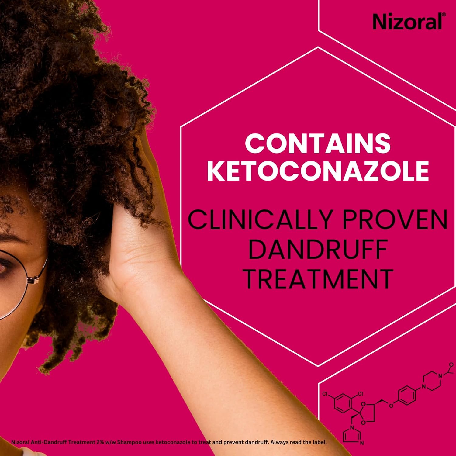 Nizoral ketoconazole active ingredient information with molecular structure graphic