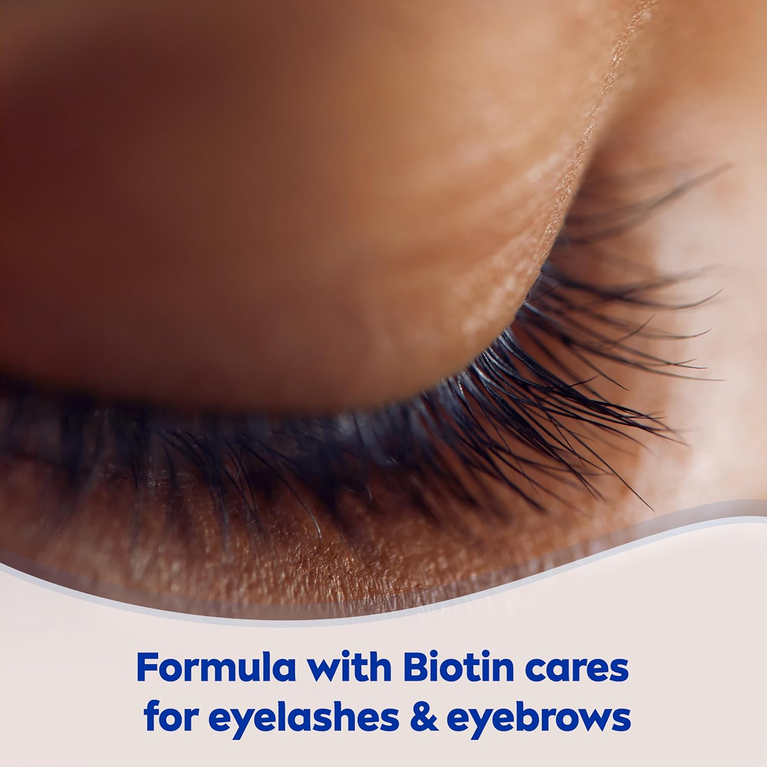 Close-up of healthy eyelashes, NIVEA formula with biotin