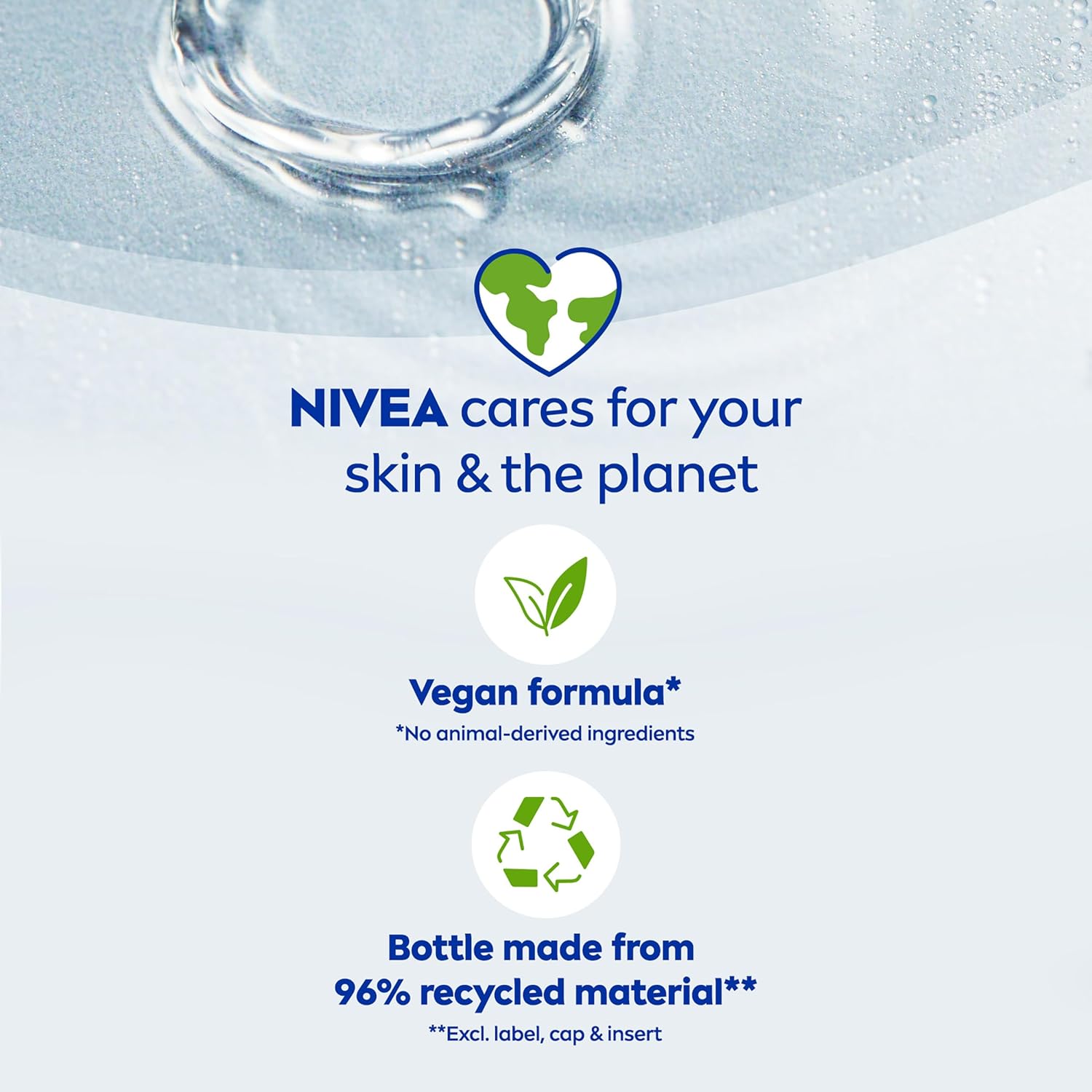 NIVEA sustainability credentials - vegan formula and 96 percent recycled material
